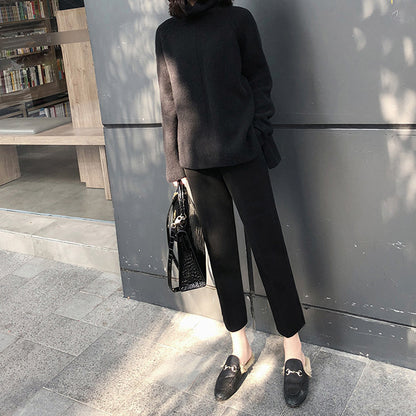 Casual Woolen Cropped Suit Trousers