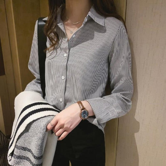 Women's Casual Vertical Striped Shirt