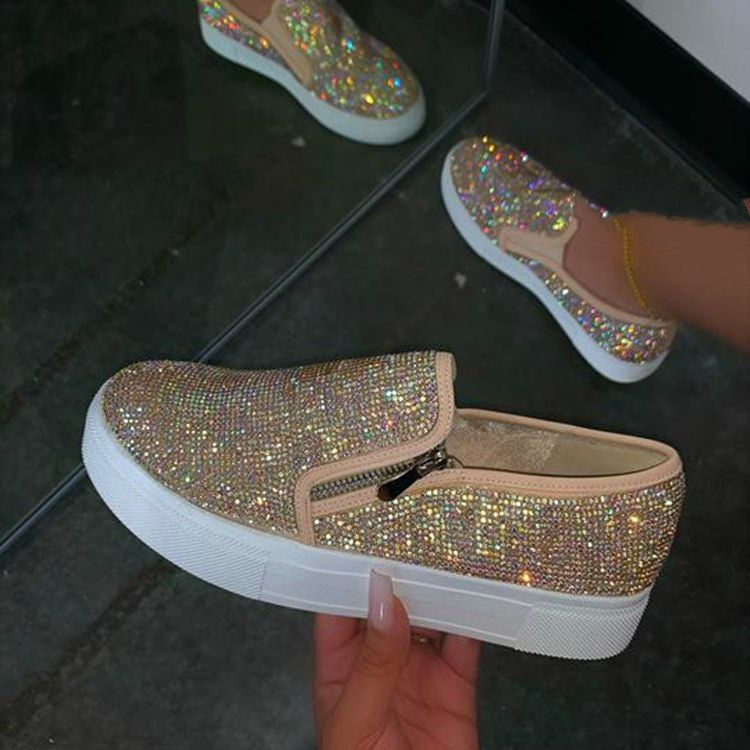 Rhinestone Slip-On Casual Flat Shoes