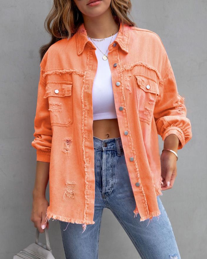 Women's Frayed Denim Jacket