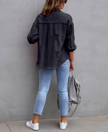 Women's Frayed Denim Jacket