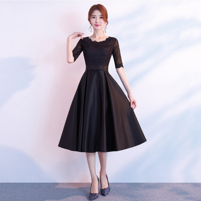 Elegant Long Sleeve Black Dress