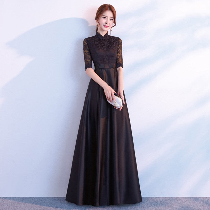 Elegant Long Sleeve Black Dress