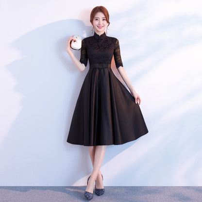 Elegant Long Sleeve Black Dress