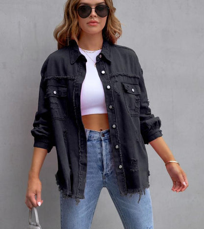 Women's Frayed Denim Jacket