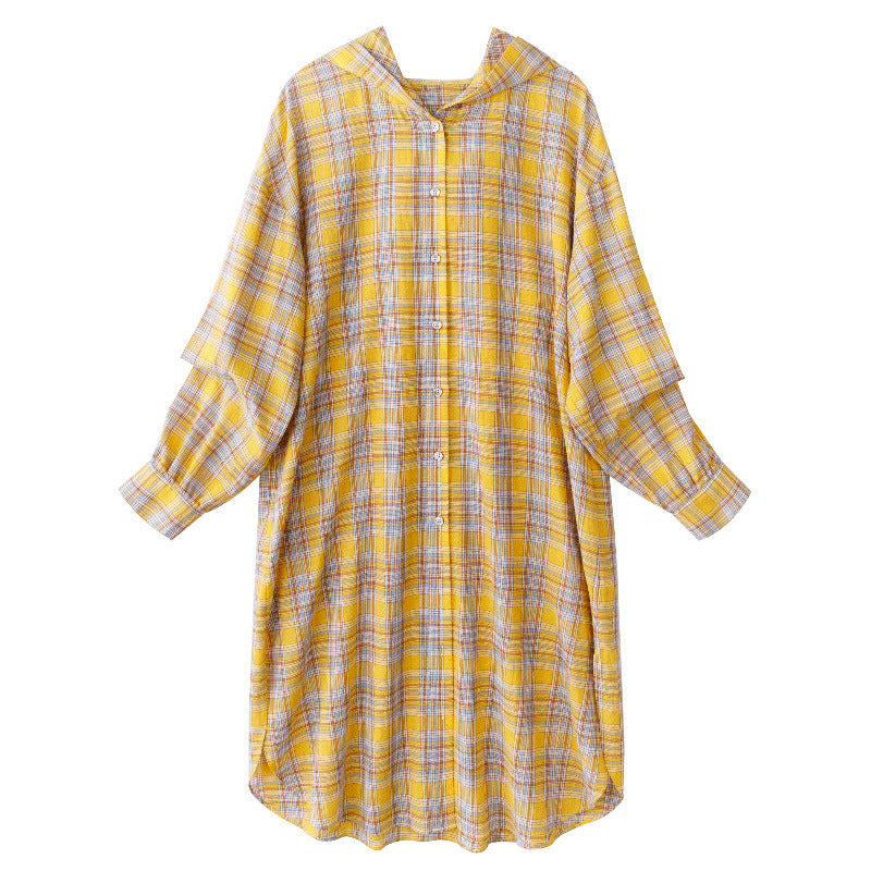 Mid-length Plaid Loose Sunscreen Shirt