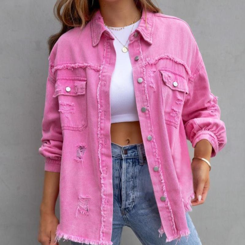 Women's Frayed Denim Jacket 